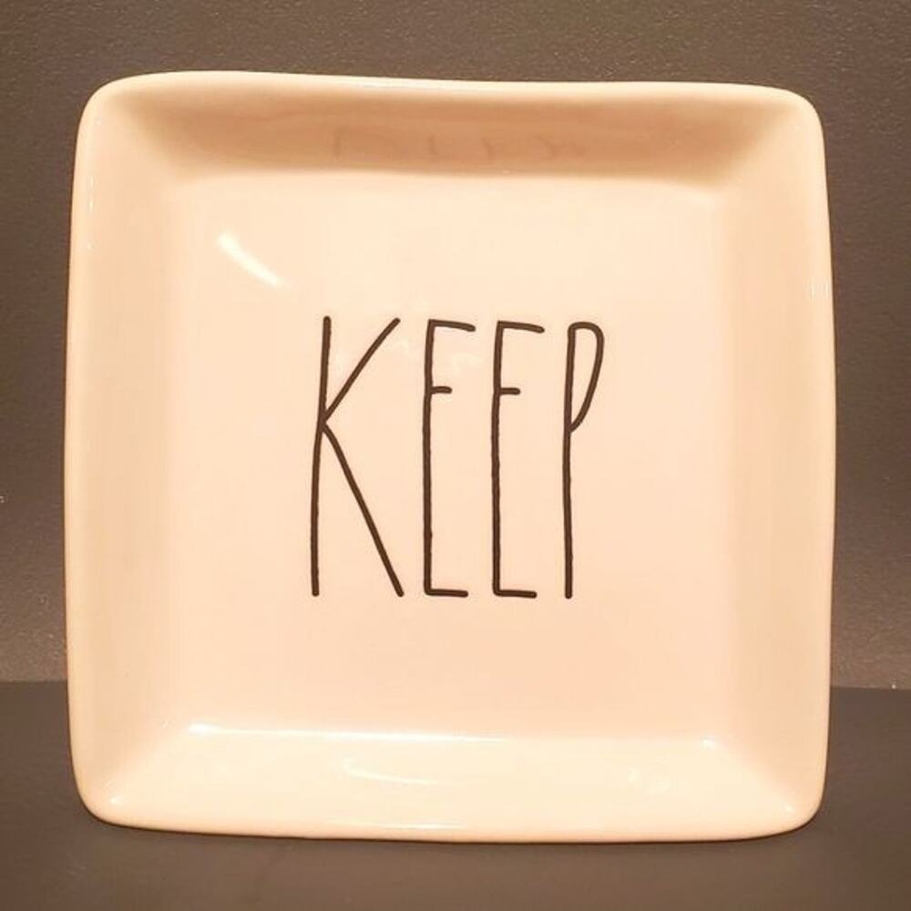 Rae Dunn KEEP Trinket Tray Dish Ring Dish Small Plate square 5 x 5